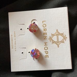 Loren Hope iridescent light rose studs